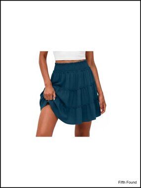 High Waisted Tiered Smocked Ruffle Mini Skirt